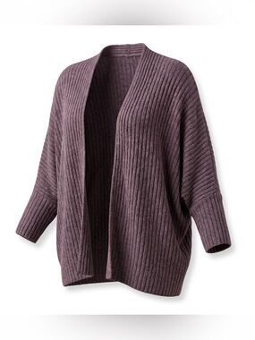 Barefoot Dreams Open-Front Ribbed Cardigan - Plum